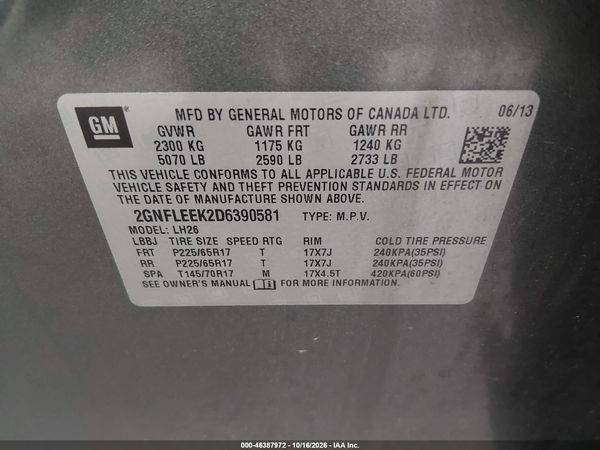 2013 CHEVROLET EQUINOX 1LT — I9