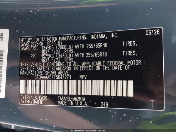 2026 TOYOTA GRAND HIGHLANDER XLE — I9