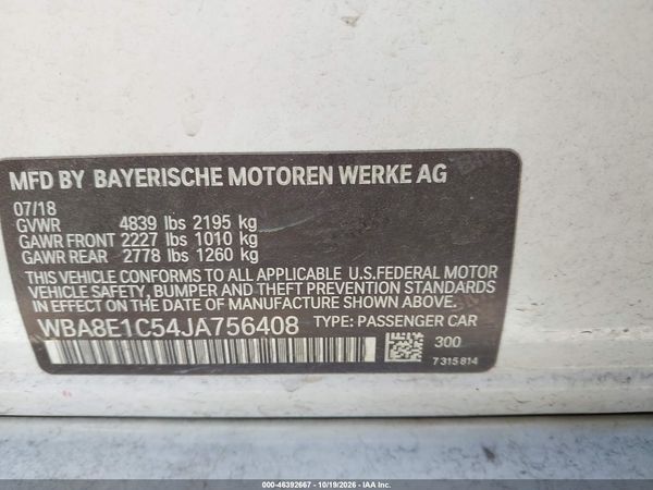 2018 BMW 330E IPERFORMANCE — I9