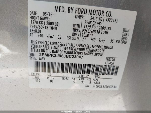 2018 FORD EDGE SEL — I9