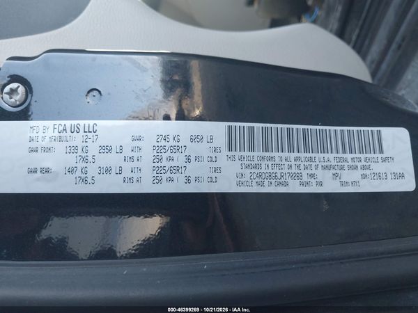 2018 DODGE GRAND CARAVAN SE — I9