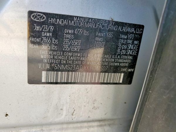 2019 HYUNDAI SANTA FE SE