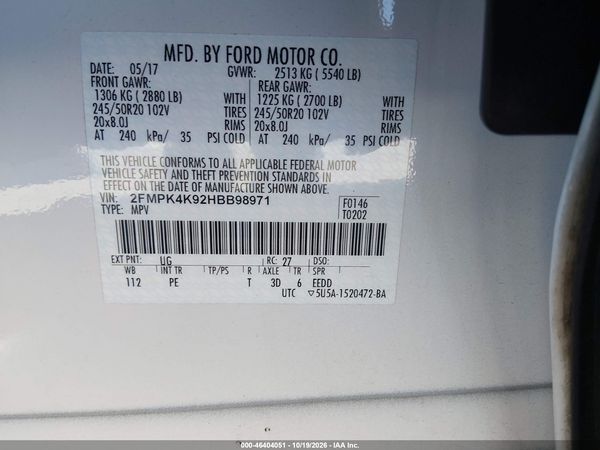 2017 FORD EDGE TITANIUM — I9