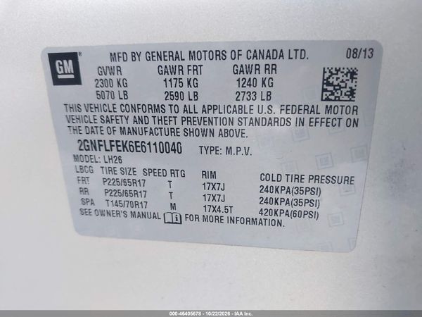 2014 CHEVROLET EQUINOX 1LT — I9