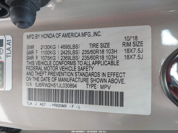 2018 HONDA CR-V EX — I9