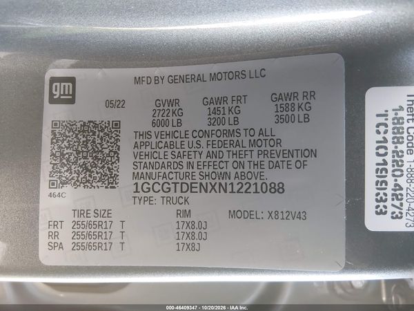 2022 CHEVROLET COLORADO 4WD  LONG BOX Z71 — I9