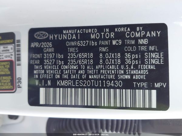 2026 HYUNDAI PALISADE SEL 7P — I9