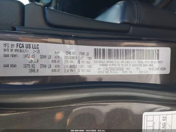 2019 JEEP GRAND CHEROKEE LIMITED 4X4 — I9