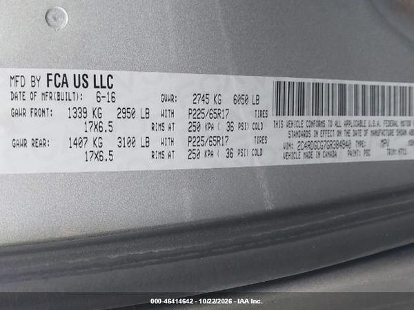 2016 DODGE GRAND CARAVAN SXT — I9