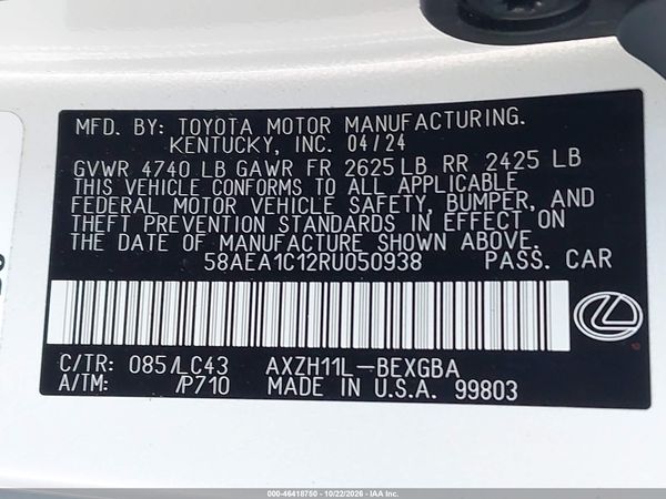 2024 LEXUS ES 300H LUXURY — I9