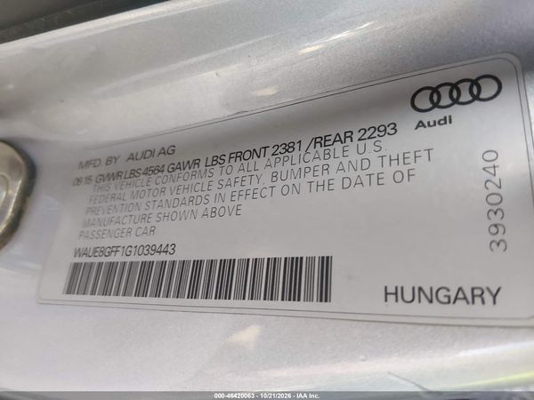 2016 AUDI A3 2.0T PREMIUM — I9