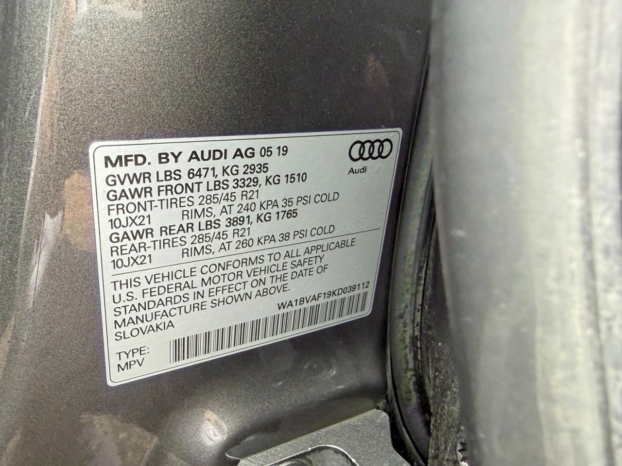 2019 AUDI Q8 quattro Premium Plus