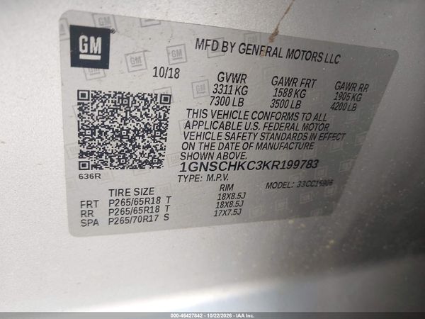2019 CHEVROLET SUBURBAN LT — I9