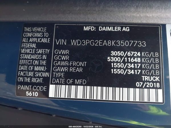 2019 MERCEDES-BENZ METRIS — I9