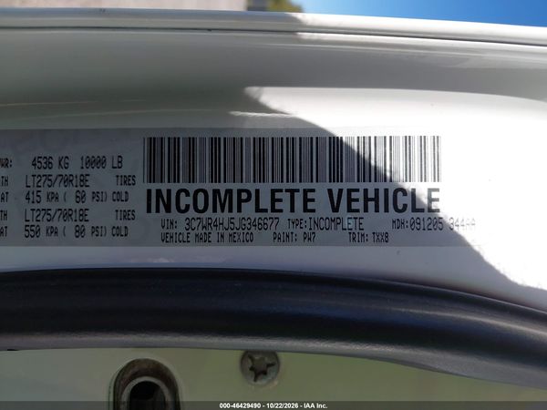2018 RAM 2500 TRADESMAN  4X2 8' BOX — I9