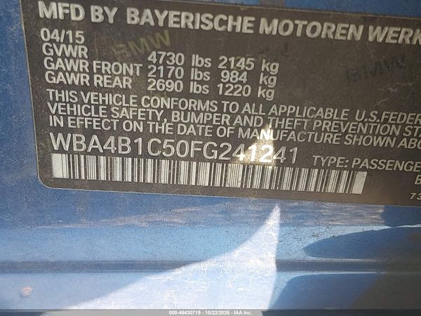 2015 BMW 435I GRAN COUPE — I9