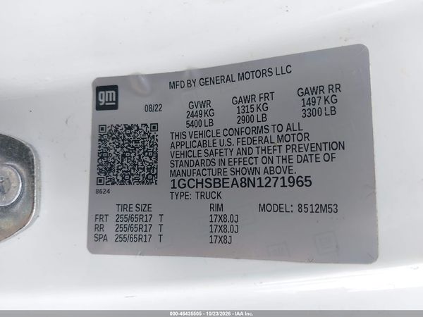 2022 CHEVROLET COLORADO 2WD  LONG BOX WT — I9
