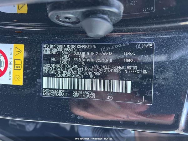 2016 LEXUS RX 350 — I9