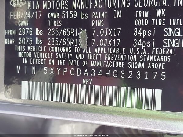2017 KIA SORENTO 2.4L LX — I9
