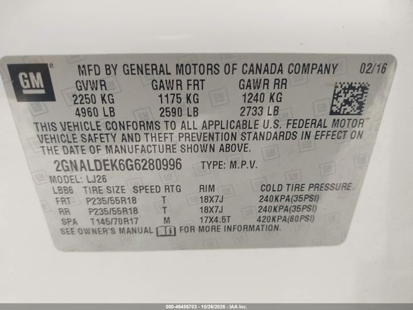 2016 CHEVROLET EQUINOX LTZ — I9