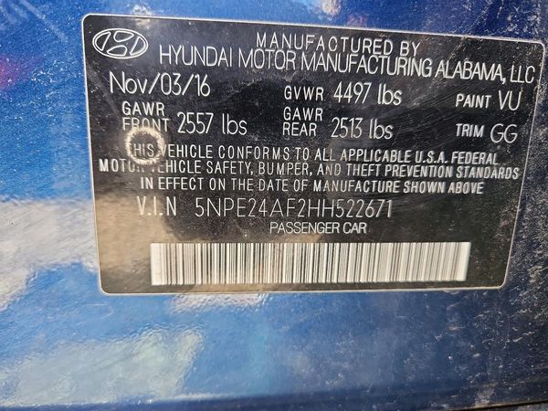2017 HYUNDAI SONATA