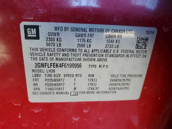 2015 CHEVROLET EQUINOX 1LT — VINS