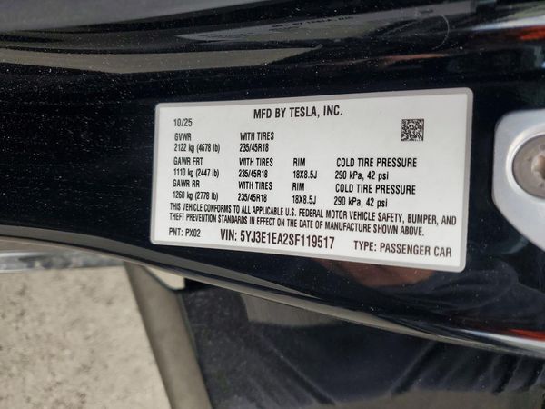 2025 TESLA MODEL 3