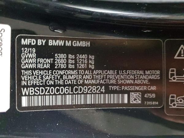 2020 BMW M8 — VINS