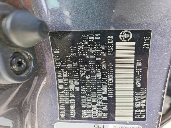 2012 TOYOTA CAMRY