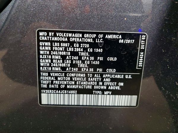 2018 VOLKSWAGEN ATLAS 4Motion SE