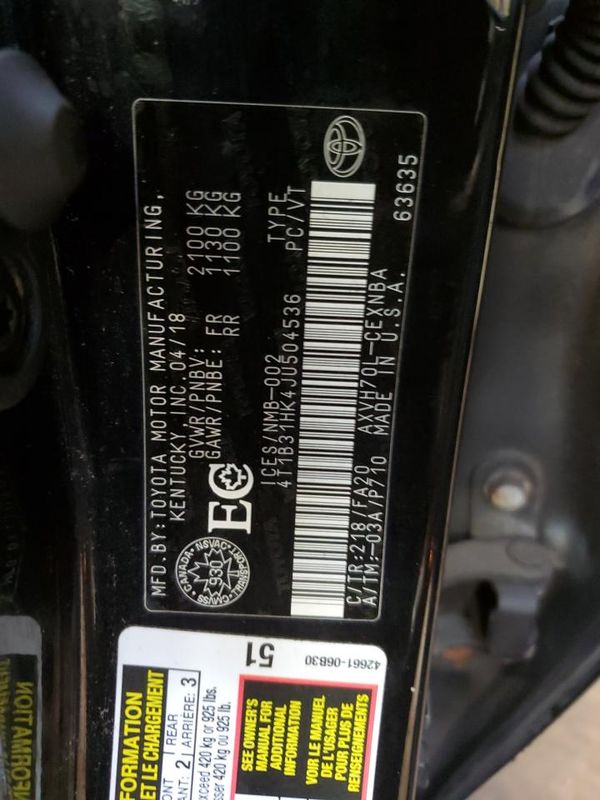 2018 TOYOTA CAMRY