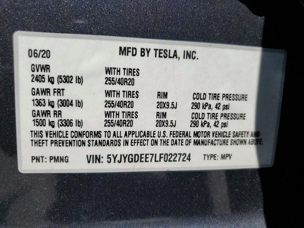 2020 TESLA MODEL Y