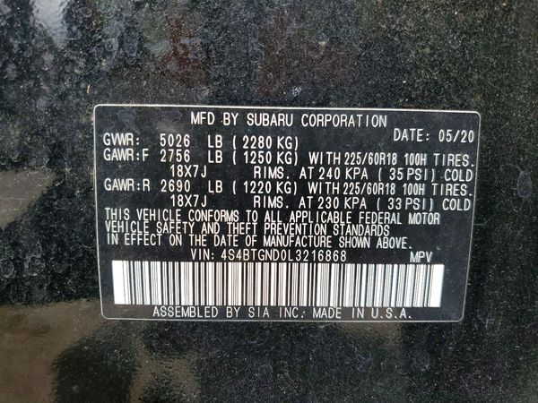 2020 SUBARU OUTBACK
