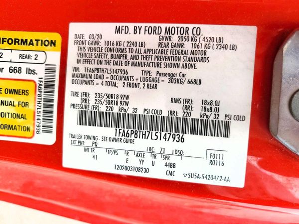2020 FORD MUSTANG I4 Coupe