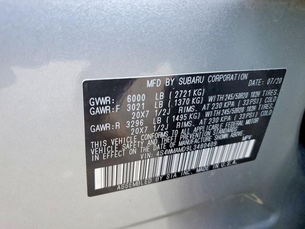 2020 SUBARU ASCENT Limited 7+ES+KA