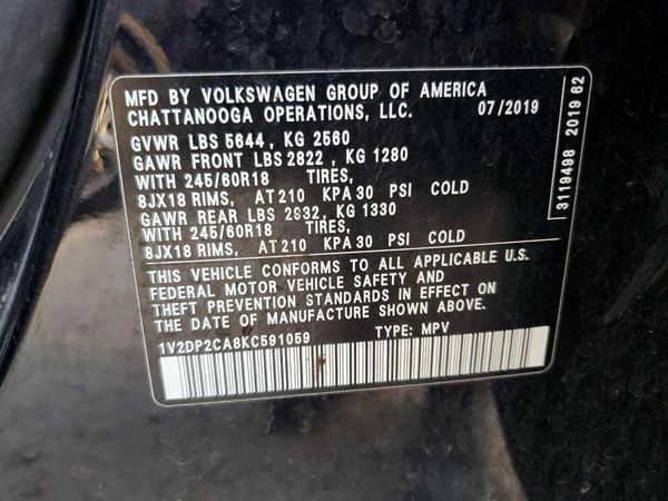 2019 VOLKSWAGEN ATLAS