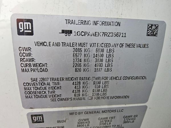2024 CHEVROLET SILVERADO Work Truck — VINS