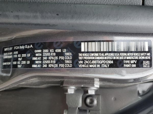 2016 JEEP RENEGADE LATITUDE 4X4