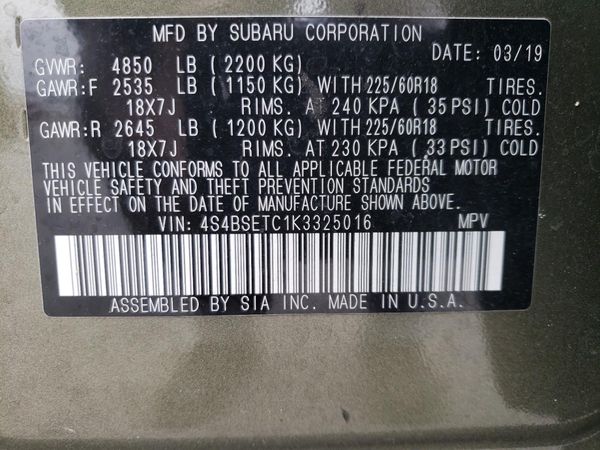 2019 SUBARU OUTBACK Touring+M/R+ES+NAVI