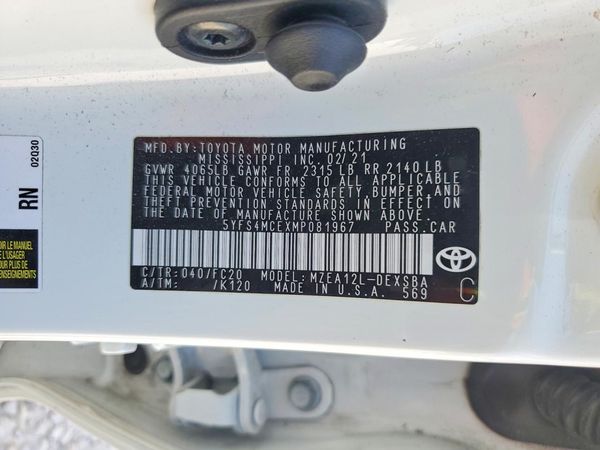 2021 TOYOTA COROLLA SE, CVT