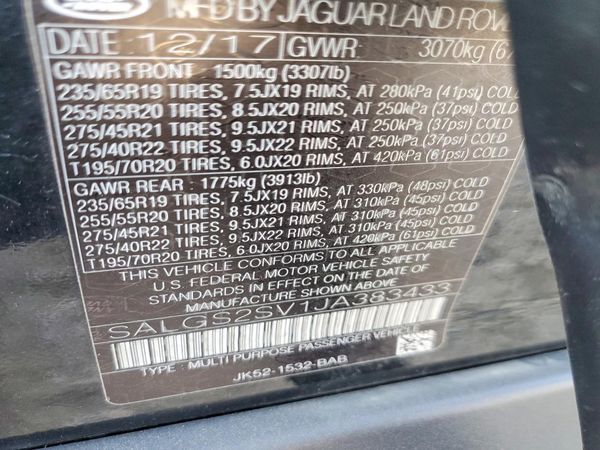 2018 LAND ROVER RANGE ROVER