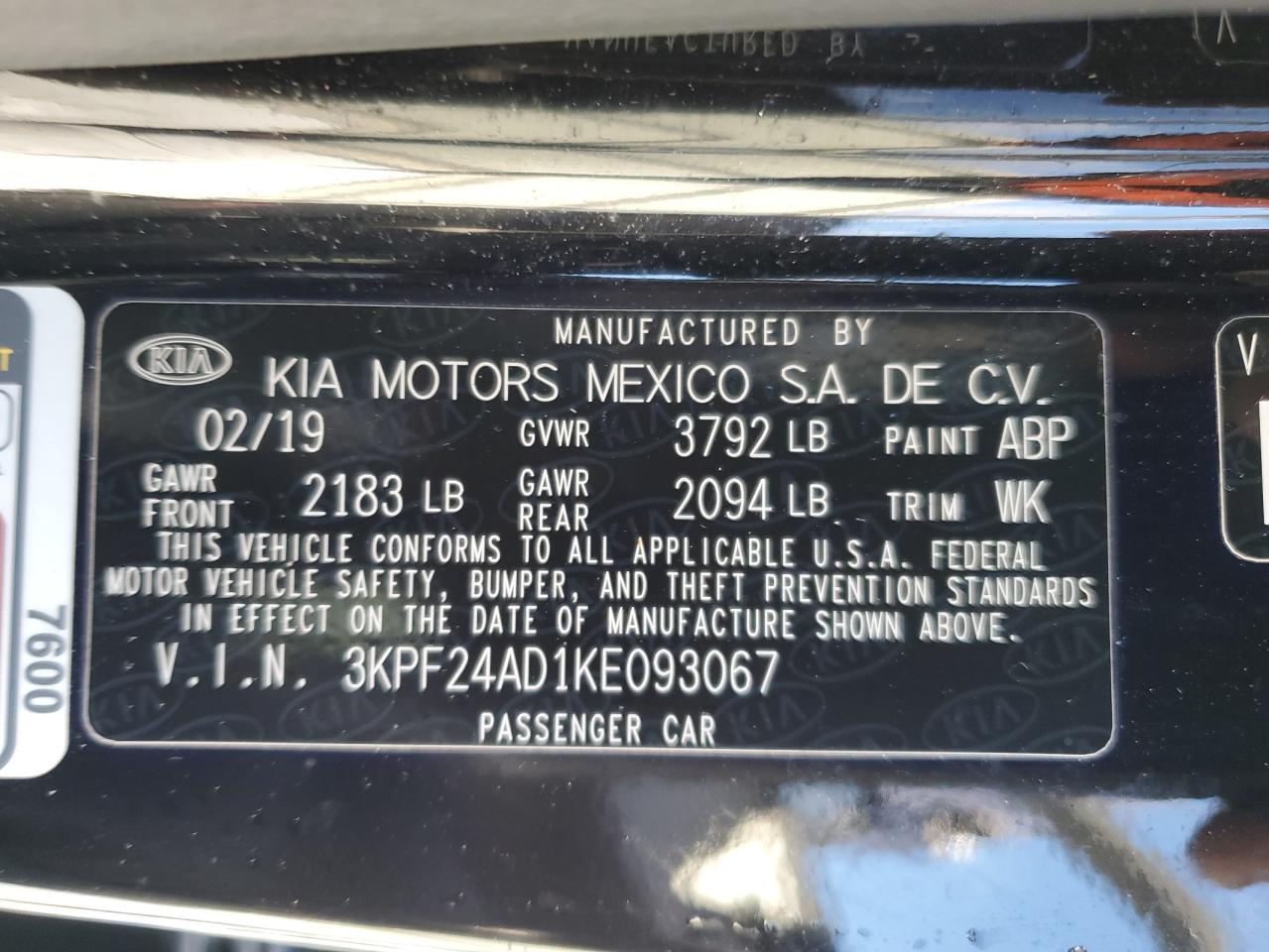2019 KIA FORTE FE/LX/LXS
