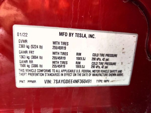 2022 TESLA MODEL Y