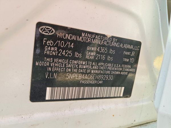 2014 HYUNDAI SONATA GLS/ GLS Popular — VINS
