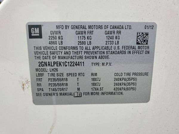 2012 CHEVROLET EQUINOX 2LT