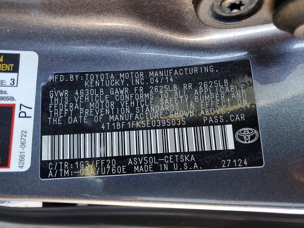 2014 TOYOTA CAMRY