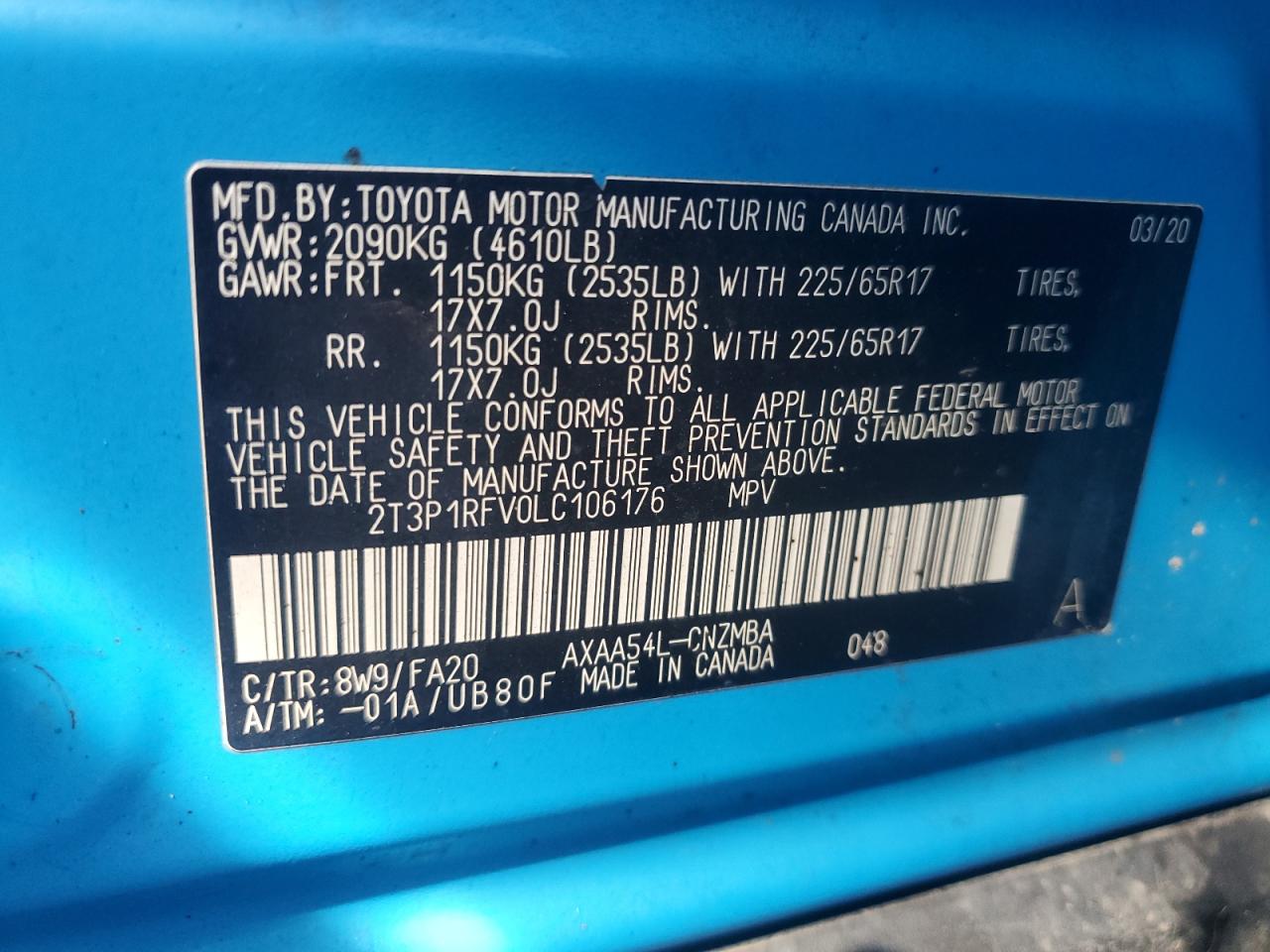 2020 TOYOTA RAV4 XLE