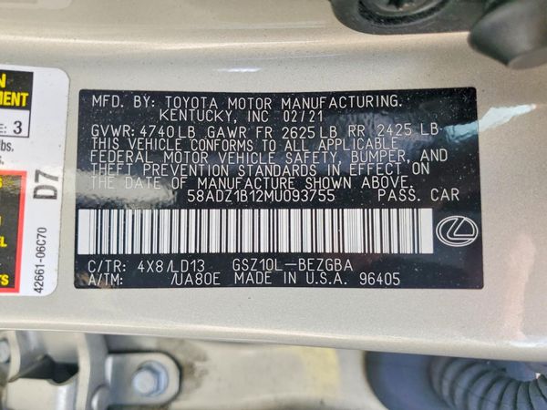 2021 LEXUS ES 350