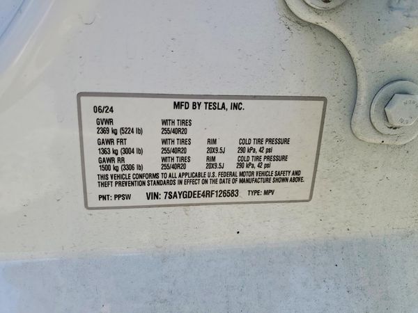 2024 TESLA MODEL Y — VINS