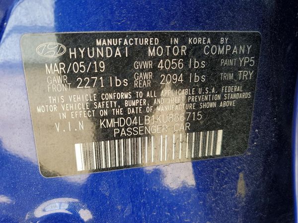 2019 HYUNDAI ELANTRA Sport